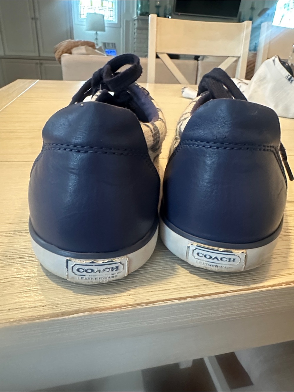 Coach Signature Low-Top Sneakers in Navy and White - Picture 2 of 4